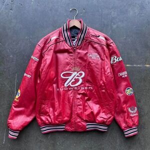 Vintage Budweiser Dale Earnhardt Jr Reversible Leather Jacket Sz XL